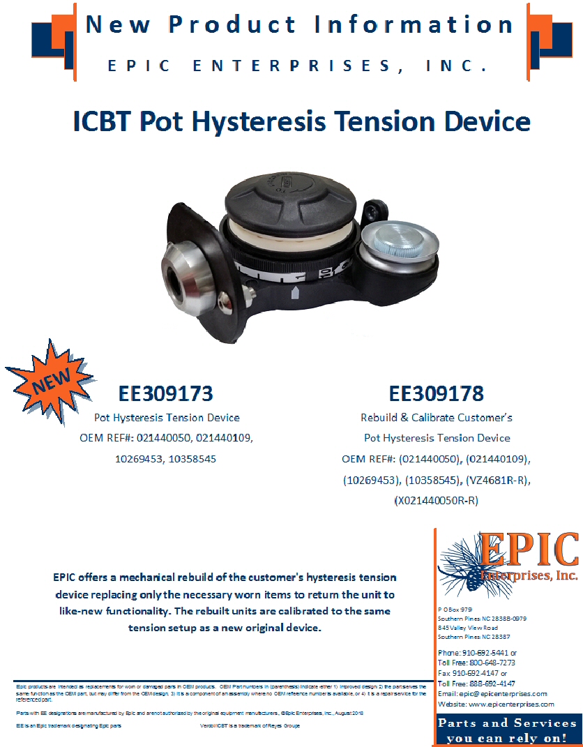 EE309173 New & EE309178 Rebuild Customer's ICBT Pot Hysteresis Device